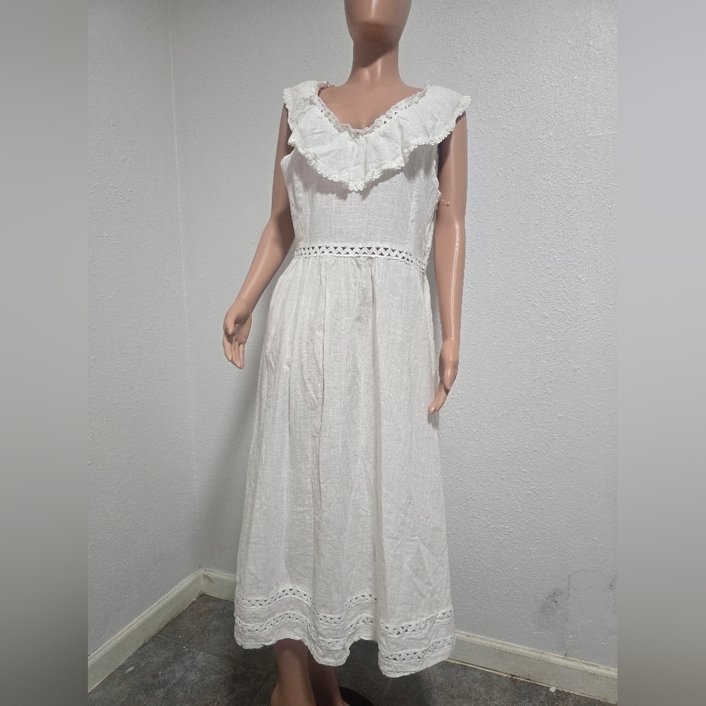 MISSLOOK White Lace Trim Maxi Dress